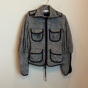 Anne Fontaine Wool Tweed Zip Front Angelina Jacket Size 38